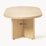 Solid Wood Oval Coffee Table for Living Room Ash wood Finish - Image 5