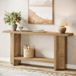 59-Inch Long Farmhouse Wooden Console Table for Entryway, Living Room and Hallway