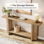 59-Inch Long Farmhouse Wooden Console Table for Entryway, Living Room and Hallway - Image 3