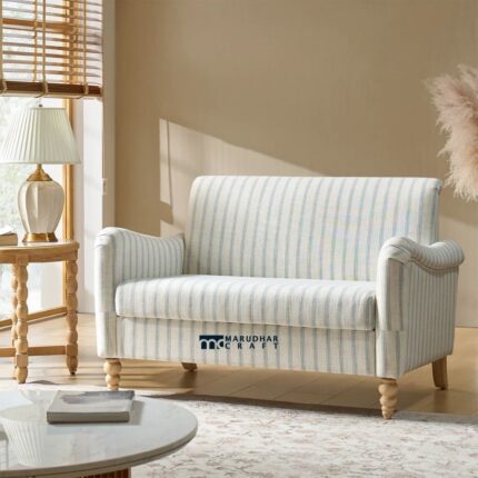 Loveseat with Solid Wood Spindle Legs for Stylish Indian Homes
