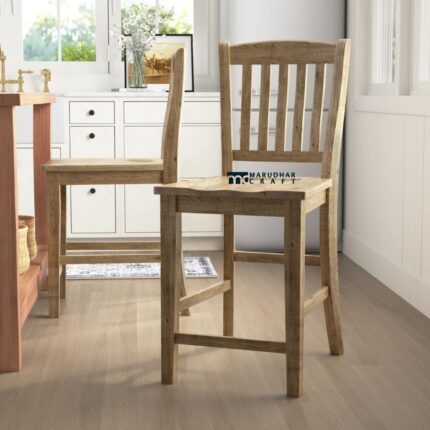 Solid Wood Counter Stool Set of 2 for Kitchen & Bar Seating