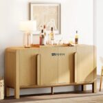 Solid Wood Sideboard / Bar Cabinet with Storage – Natural Finish