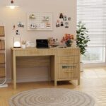 Solid Wood Study Table with Storage Cabinet - Image 4