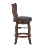Swivel Fabric Bar Stool with Durable Solid Wood Base - Image 2
