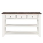 Modern Console Table with Solid Pine Top in Antique White Finish - Image 6