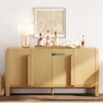 Solid Wood Sideboard / Bar Cabinet with Storage – Natural Finish - Image 3