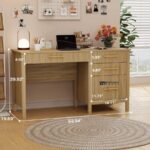 Solid Wood Study Table with Storage Cabinet - Image 5