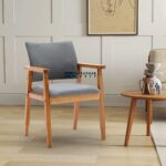 Mid Century Modern Fabric Upholstered Arm Chair for Dining with Comfortable Arm Support