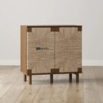 Dark Brown and Walnut Finish Solid Veneered Wine Storage Cabinet - Image 2