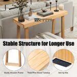 Solid Wood Narrow Console Table with Trapezoidal Legs in Natural Wood Finish - Image 6