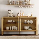 Solid Wood Sideboard / Bar Cabinet with Storage – Natural Finish - Image 4