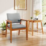 Mid Century Modern Fabric Upholstered Arm Chair for Dining with Comfortable Arm Support - Image 4