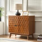 Tall Two Solid Wood Door Accent Cabinet with Adjustable Shelves