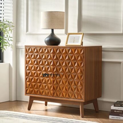 Tall Two Solid Wood Door Accent Cabinet with Adjustable Shelves