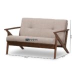 Mid-Century Modern Wooden Tufted 2-Seater Sofa - Image 2