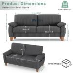 Sofa with Solid Wood Frame, Spring Seat Cushion and Two Throw Pillows in Grey - Image 4