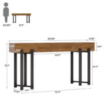Long Industrial Console Table for Entryway with Wooden Top and Metal Legs - Image 3
