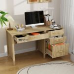 Solid Wood Study Table with Storage Cabinet - Image 2