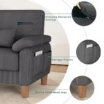 Sofa with Solid Wood Frame, Spring Seat Cushion and Two Throw Pillows in Grey - Image 5