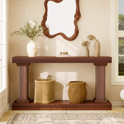 Handcrafted Wooden Rectangular Long Console Table for Contemporary Indian Interiors