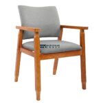 Mid Century Modern Fabric Upholstered Arm Chair for Dining with Comfortable Arm Support - Image 2