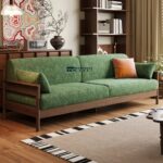 Solid Wood Chenille Straight Sofa for Living Room Seating - Image 3