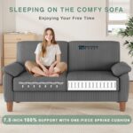 Sofa with Solid Wood Frame, Spring Seat Cushion and Two Throw Pillows in Grey - Image 3