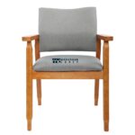 Mid Century Modern Fabric Upholstered Arm Chair for Dining with Comfortable Arm Support - Image 3