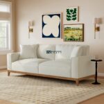 Solid Wood Upholstered Sofa with Comfortable Cushioned Seating for Living Room