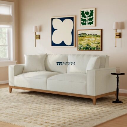 Solid Wood Upholstered Sofa with Comfortable Cushioned Seating for Living Room