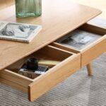 Handcrafted Solid Oak Storage Coffee Table with Dual Smooth-Glide Drawers - Image 4