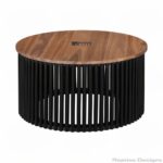 Tall Solid Wood Round Coffee Table - Image 2