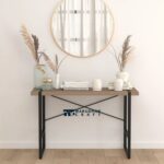 Wood Grain Finish Console Table with Cross Brace Back Support