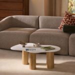 Organically Shaped Marble Coffee Table for Living Room