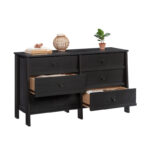 Solid Wood 6-Drawer Double Dresser with Mid-Century Fluted Design - Image 2