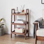 Walnut Wood Ladder Bookshelf for Modern Indian Living Spaces