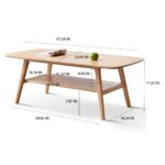Solid Oak Wood Coffee Table with Lower Shelf Storage for Modern Living Rooms - Image 8