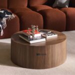 Solid Wood Round Centre Table for Living Room with Elegant Indian Craft Finish