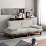 Modern Wooden Convertible Lounge Sofa with Fabric Cushions - Image 4