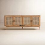 Solid Wood Cane Front Sideboard Cabinet with Storage – Natural Finish - Image 3