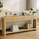 Long 70.9 Inch Solid Wood Console Table - Image 3