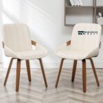 Upholstered Faux Leather Dining Chairs with Cushioned Comfort and Modern Design – Set of Two