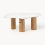 Organically Shaped Marble Coffee Table for Living Room - Image 4