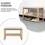 Two-Tier Solid Wood Shoe Bench with Comfortable Memory Foam Seating - Image 3