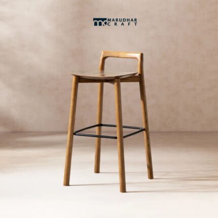 Sleek Low-Back Wooden Barstool Designed for Modern Kitchens and Dining Counters
