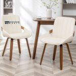 Upholstered Faux Leather Dining Chairs with Cushioned Comfort and Modern Design – Set of Two - Image 3
