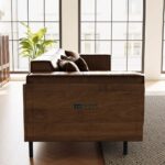 Modern Leather Sofa with Solid Wood Frame and 3 Pillows in Brown - Image 5