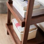 Walnut Wood Ladder Bookshelf for Modern Indian Living Spaces - Image 3