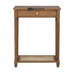 Wooden Console Table with Storage Drawer and Cane Shelf Design - Image 3
