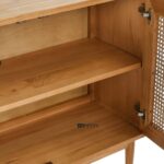 Solid Wood Cane Front Sideboard Cabinet with Storage – Natural Finish - Image 2